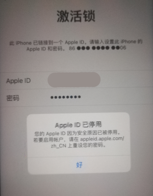 排浦镇苹果手机维修分享iPhone 12 出现提示“Apple ID 已停用”怎么办 