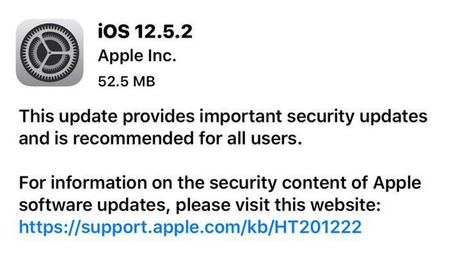 排浦镇苹果手机维修分享iOS12.5.2发布，建议所有老苹果用户安装 